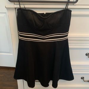 Black and White Mini Strapless Dress